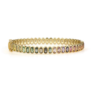 Double Sided Oval Tourmaline and Diamond Bangle Bracelet