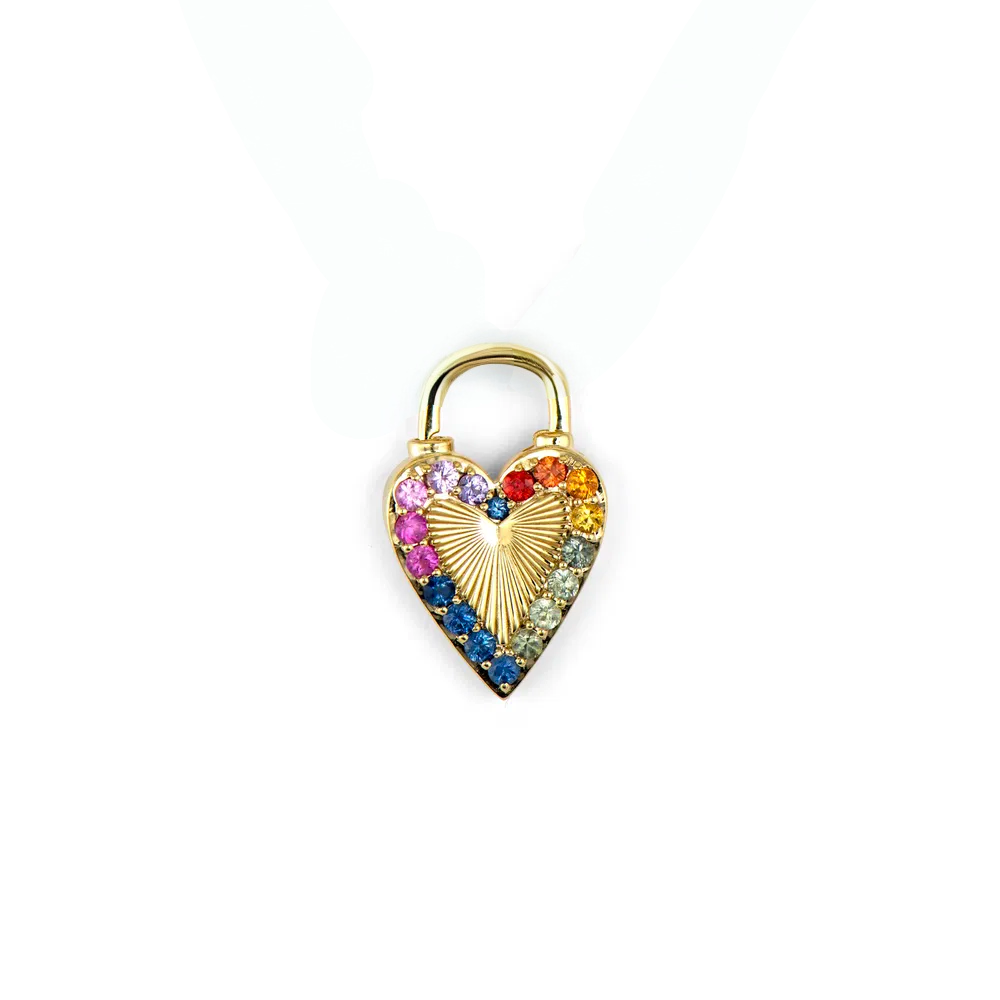 Double Sided Rainbow & Diamond Love Explosion Lock Pendant