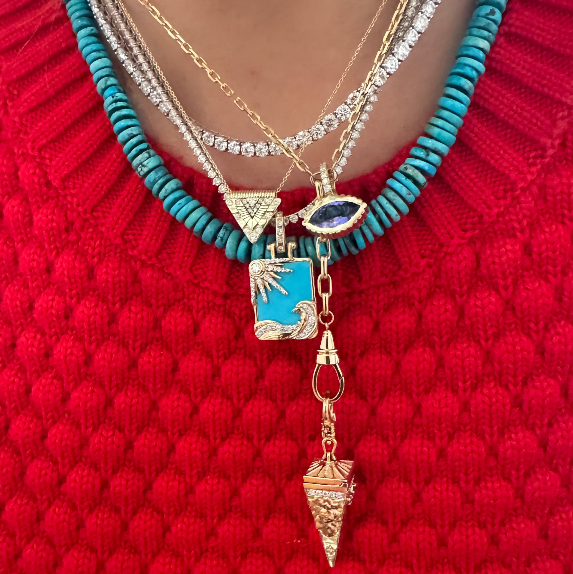 Dream in Technicolor Tanzanite or Opal  & Diamond Charm Pendant