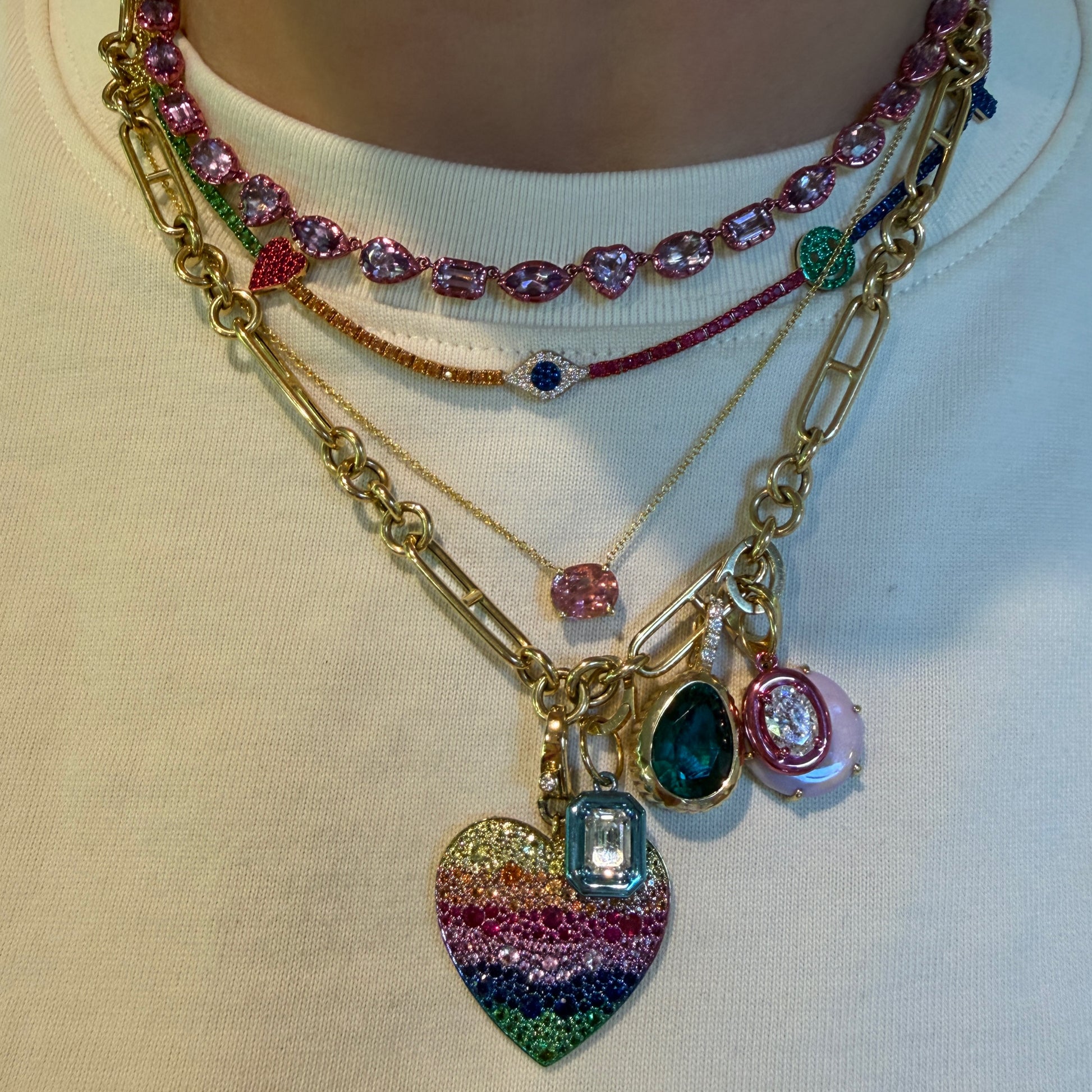 Dream in Technicolor Indocolite Tourmaline & Diamond Charm