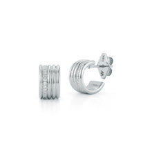 Thoby Gold & Diamond 5 Row Tubular Huggie Earrings