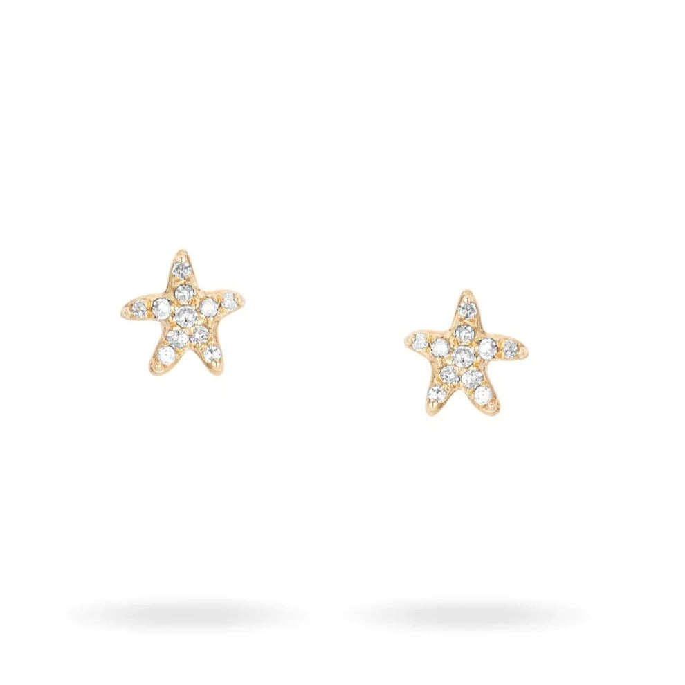 Tiny Pavé Starfish Stud Earrings