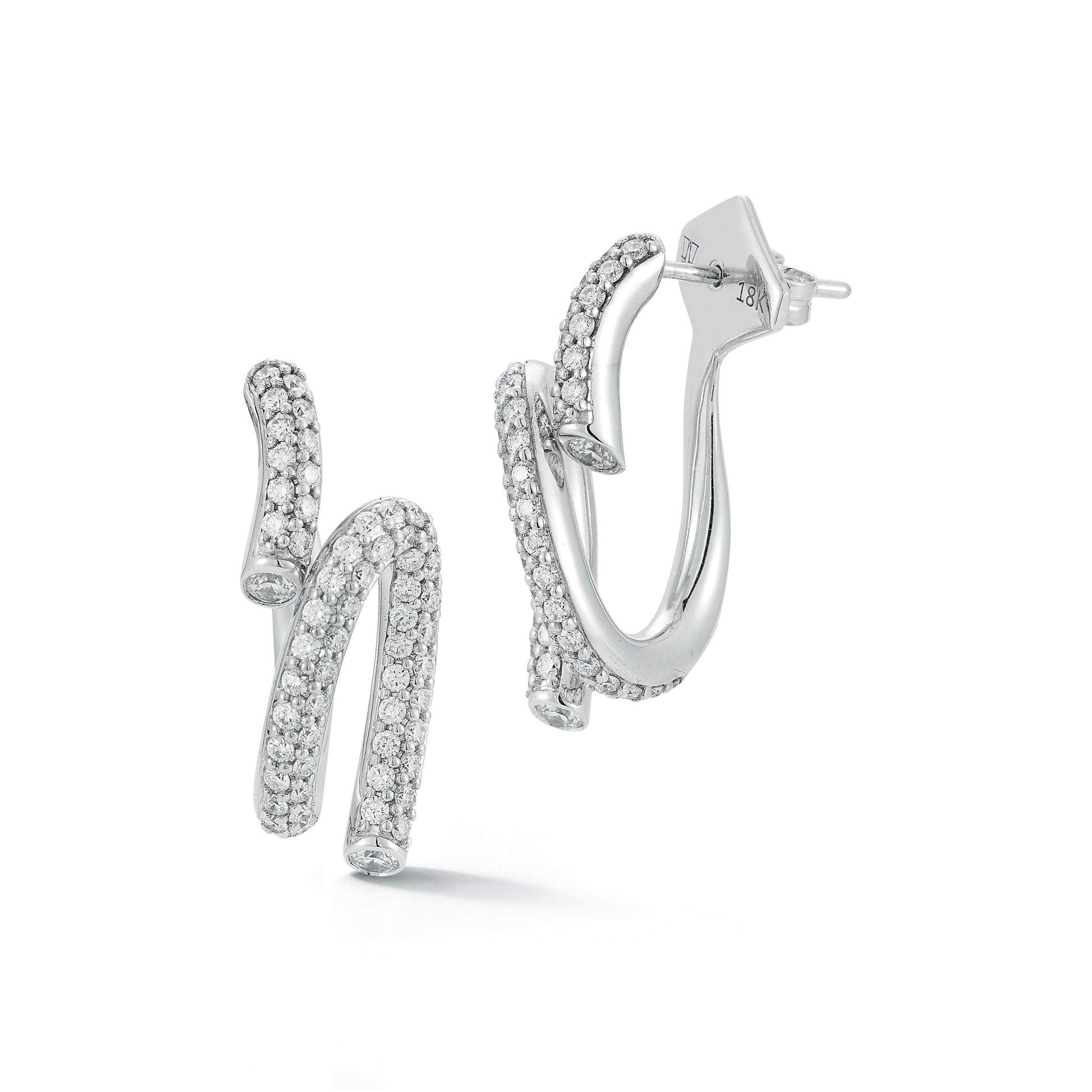 Thoby Gold & Diamond or All Diamond Duet Spiral Earrings