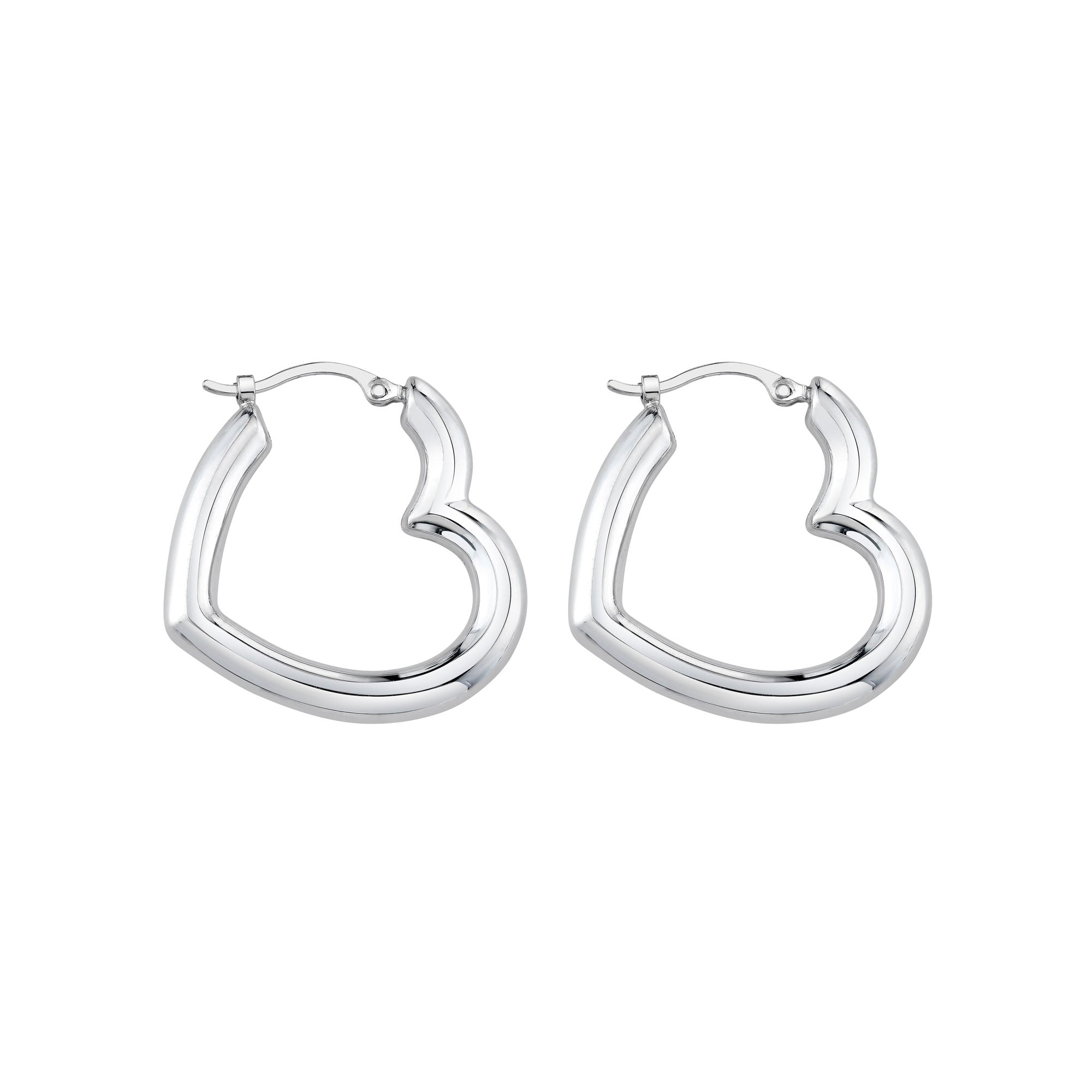 Sterling Silver Helium Heart Hoops