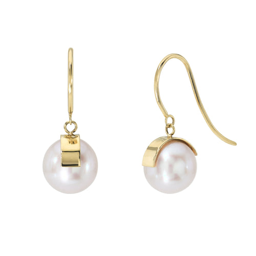 Aalto Round Drop Pearl Earrings