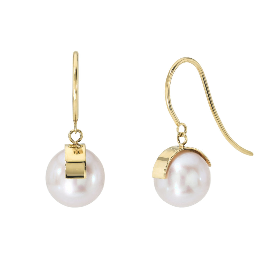 Aalto Round Drop Pearl Earrings