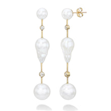Round Cloudier Pearl & Diamond Bar Earrings