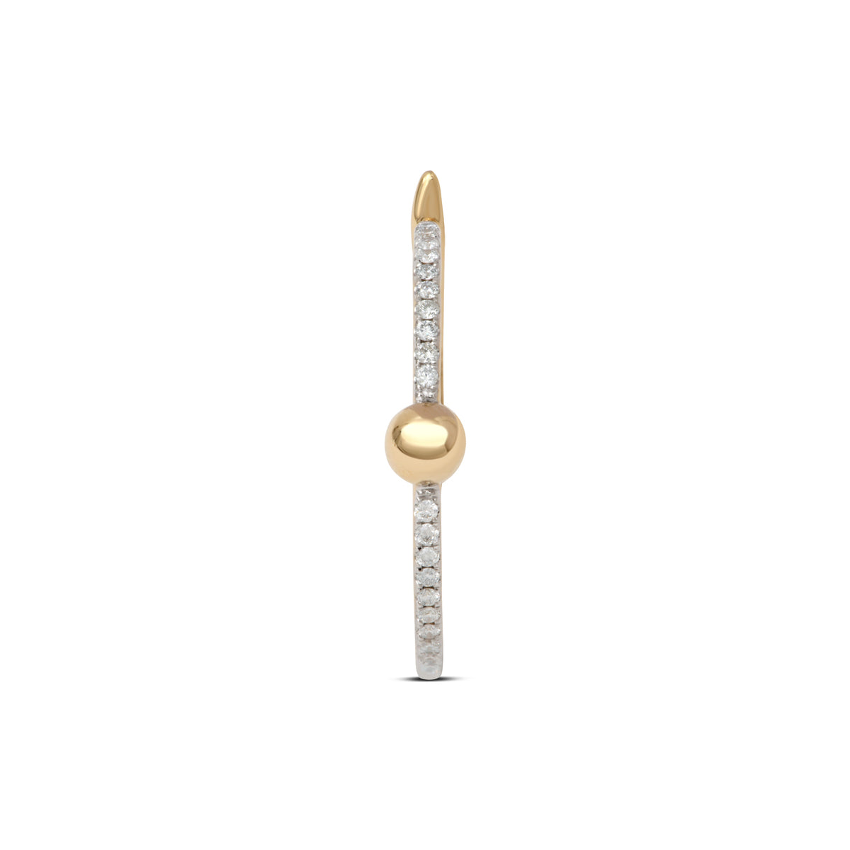 Small or Large Gold Ball & Pave Diamond Line Hoop Earring