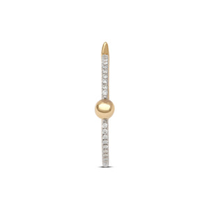 Small or Large Gold Ball & Pave Diamond Line Hoop Earring