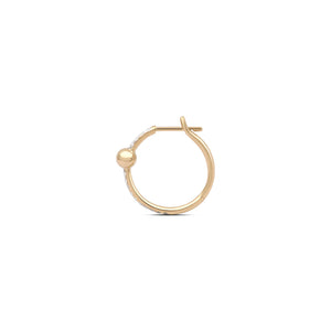 Small or Large Gold Ball & Pave Diamond Line Hoop Earring