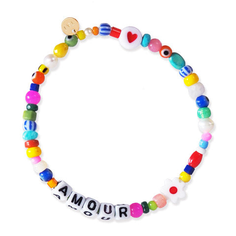 Skinny Mantra Beaded Icons Stretch Bracelet