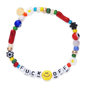 Skinny Mantra Beaded Icons Stretch Bracelet