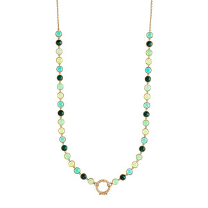 Closure Open Front Bezel Set Gemstone Necklace