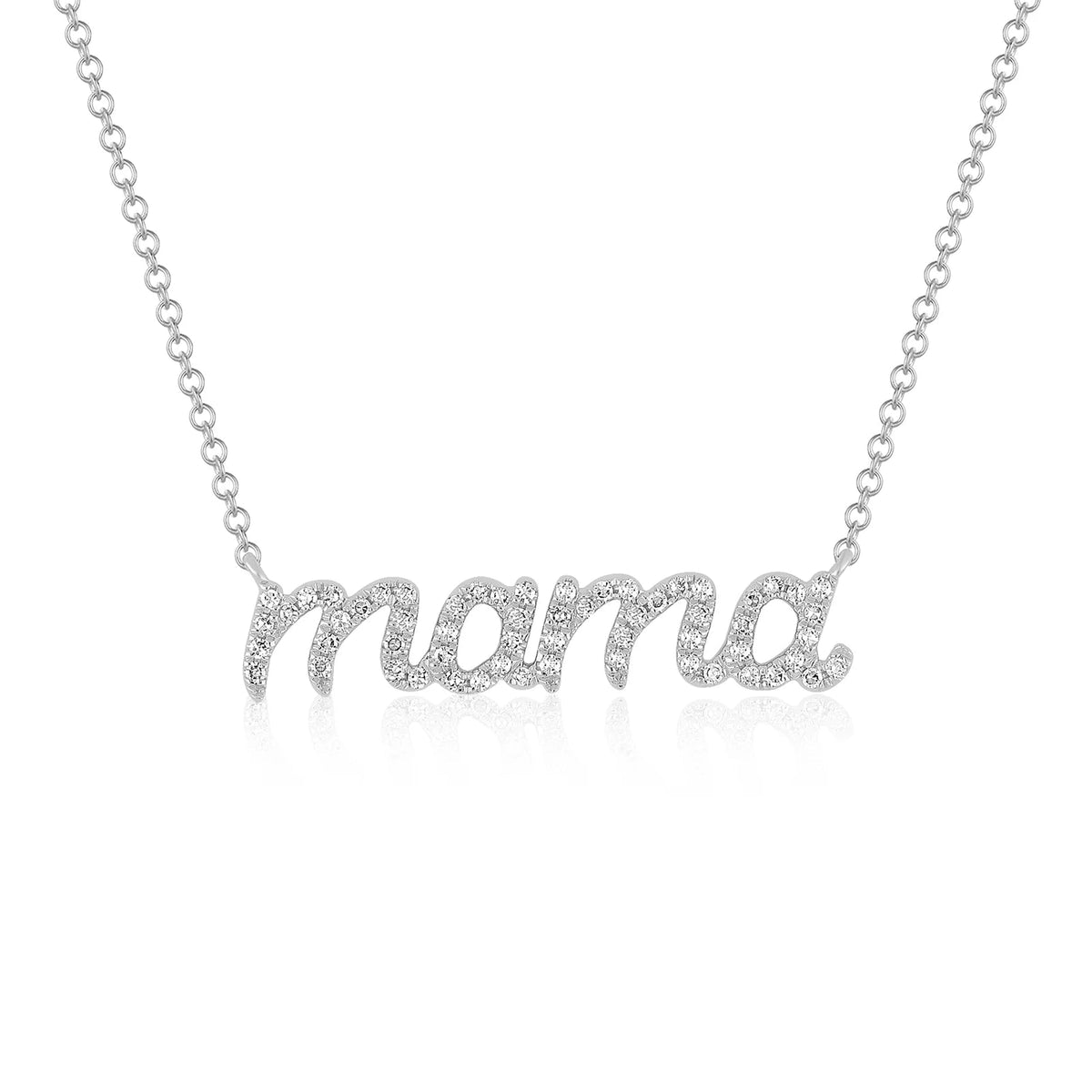 Diamond Script Mama Necklace