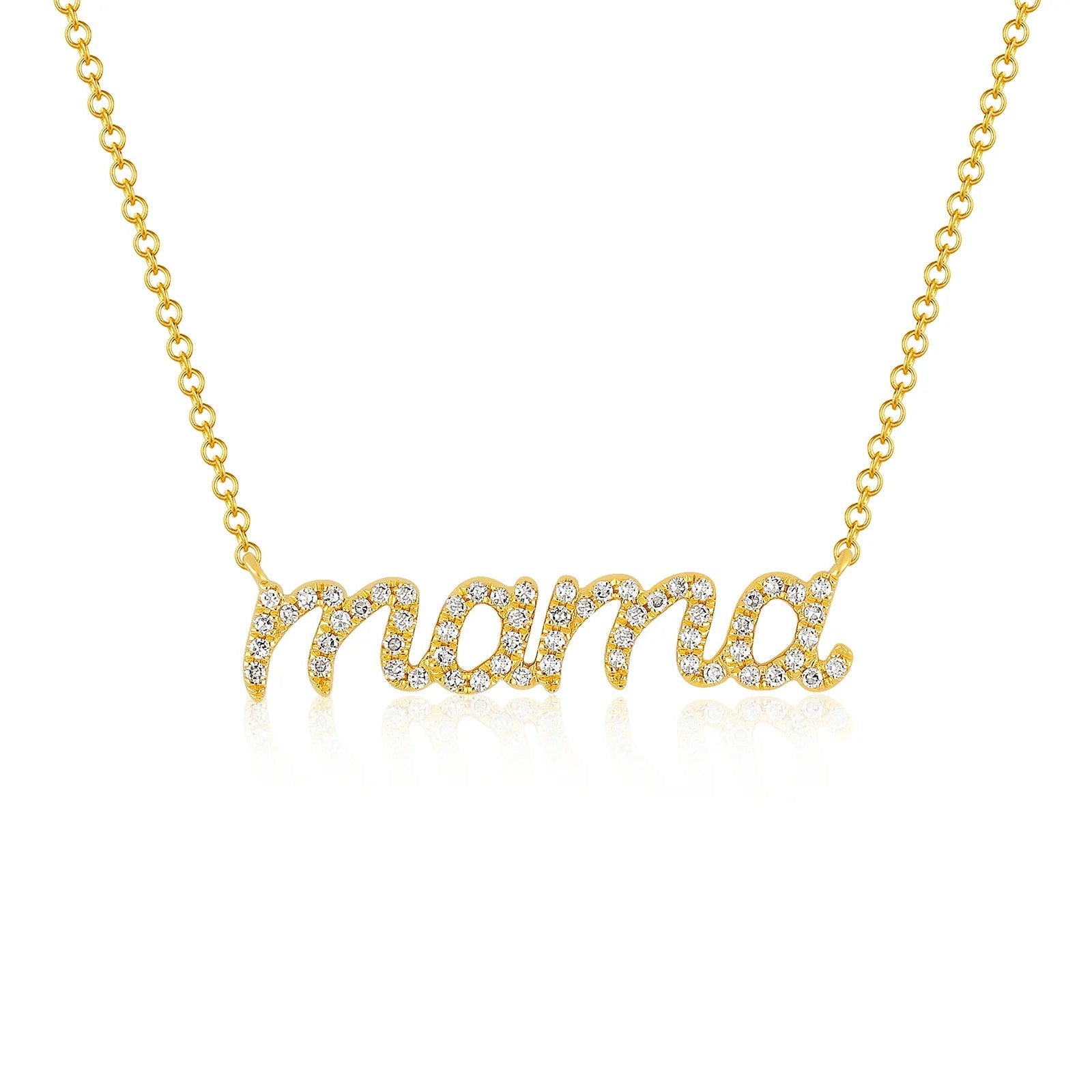 Diamond Script Mama Necklace