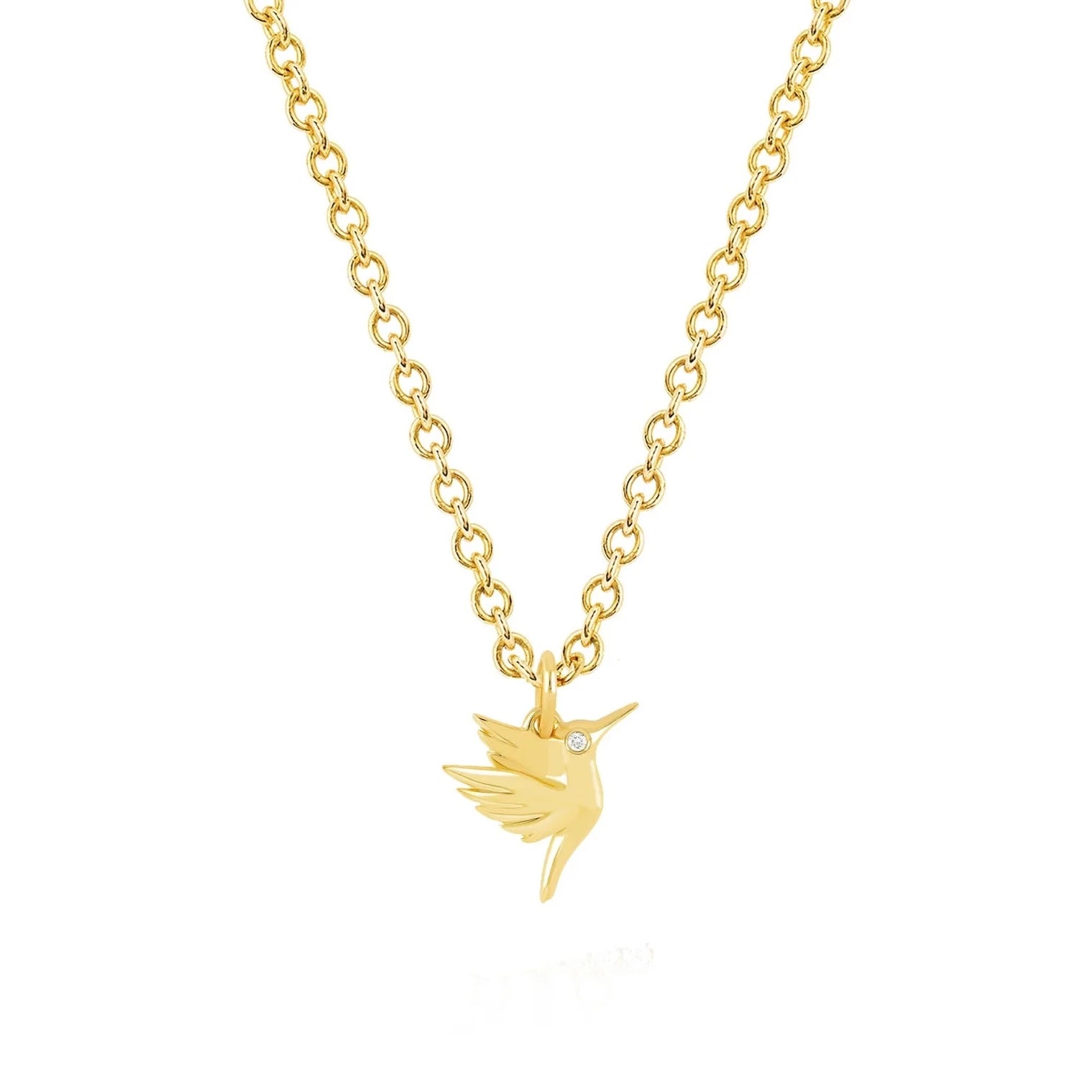 Hummingbird Necklace with Diamond Eye
