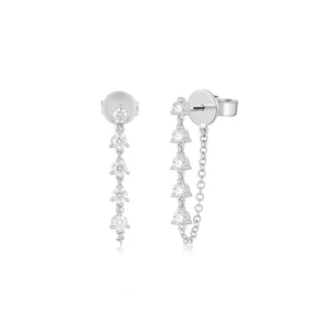 Multi-Diamond Chain Stud Earring