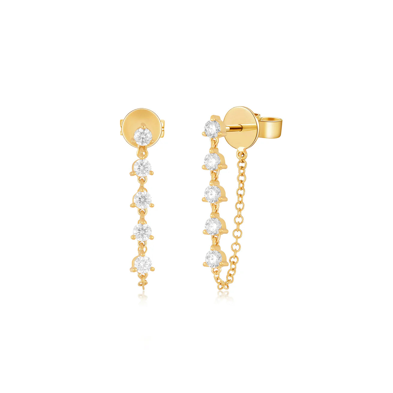Multi-Diamond Chain Stud Earring