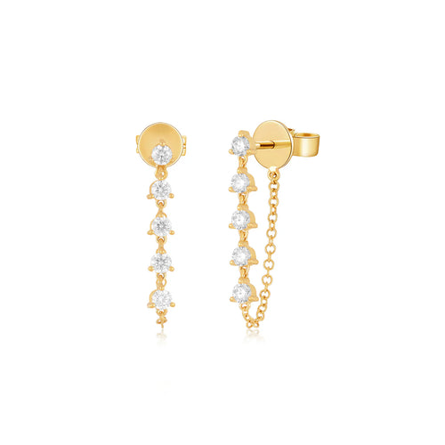 Multi-Diamond Chain Stud Earring