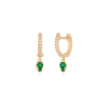 Emerald Teardrop Diamond Mini Huggie Hoop Earrings