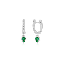 Emerald Teardrop Diamond Mini Huggie Hoop Earrings