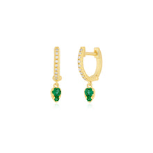 Emerald Teardrop Diamond Mini Huggie Hoop Earrings