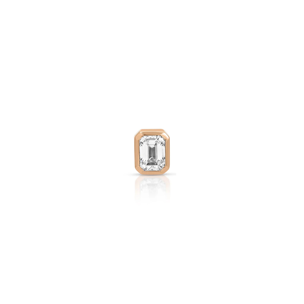 Bezel Set Emerald Cut Diamond Stud Earrings