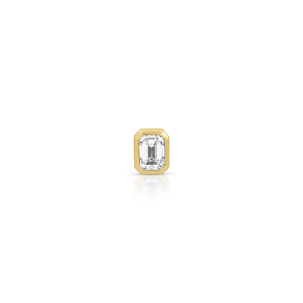 Bezel Set Emerald Cut Diamond Stud Earrings