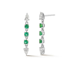 Diamond & Emerald Drop Stud Earrings
