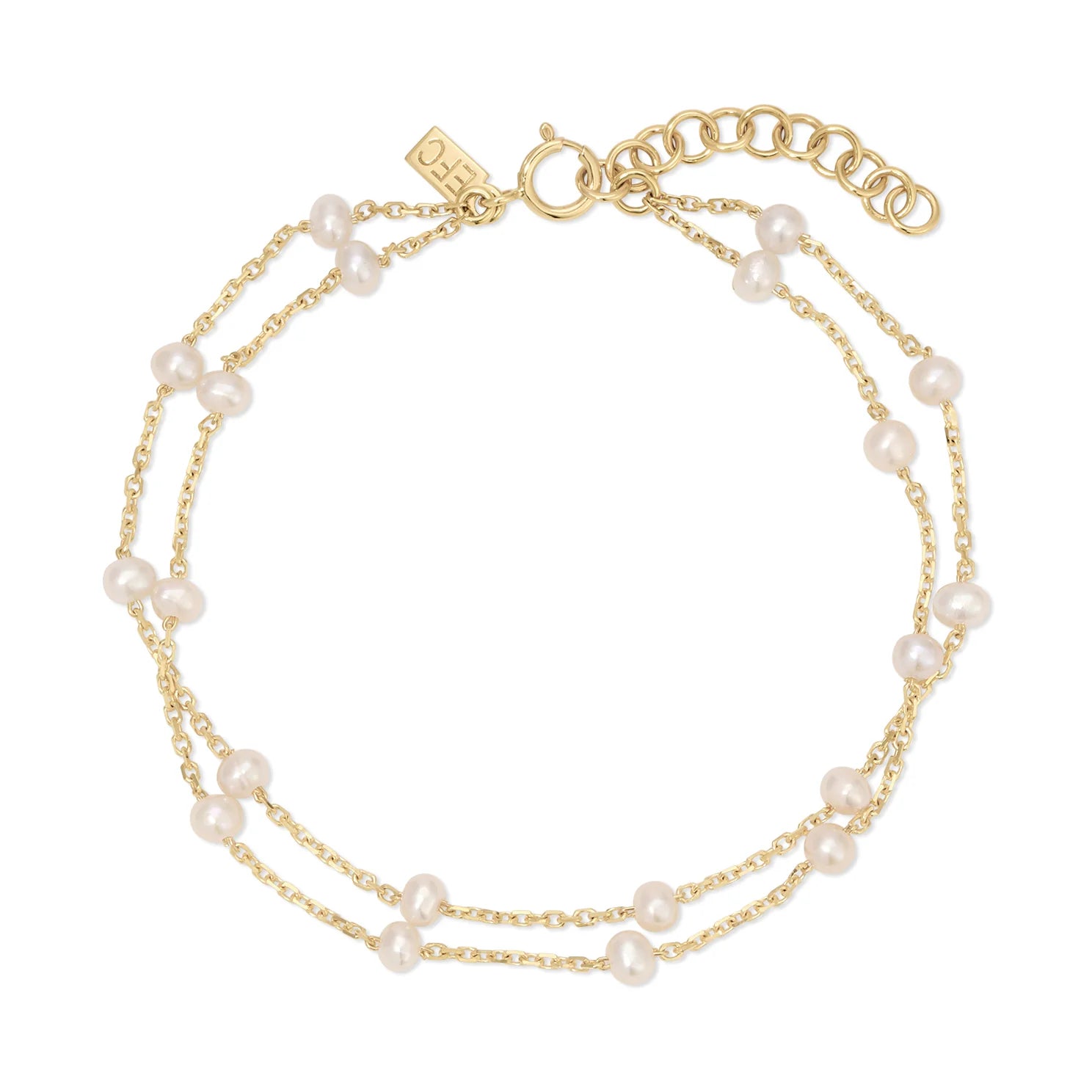 Multi Pearl Double Chain Bracelet