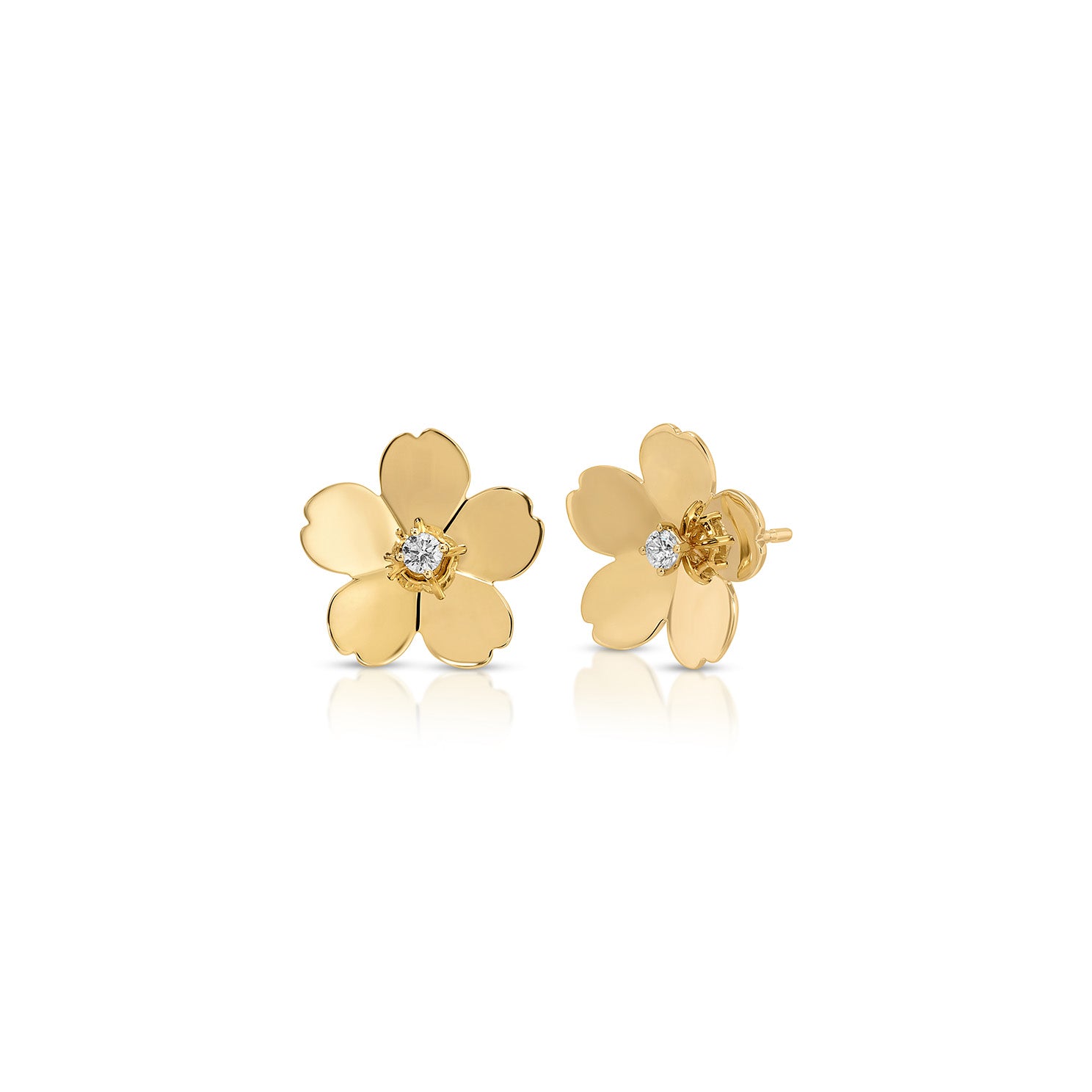 Jumbo Gold Cherry Blossom Stud Earrings