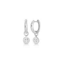 Gold Frame Round Diamond Huggie Hoop Earrings
