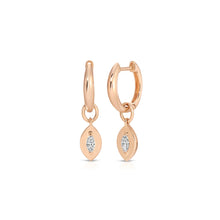 Gold Frame Marquise Diamond Huggie Hoop Earrings