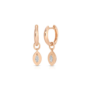 Gold Frame Marquise Diamond Huggie Hoop Earrings