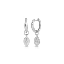 Gold Frame Marquise Diamond Huggie Hoop Earrings