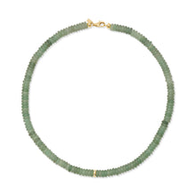 Gemstone Rondelle Beaded Necklace with Gold & Diamond Bead