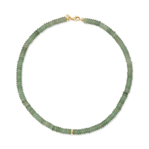 Gemstone Rondelle Beaded Necklace with Gold & Diamond Bead