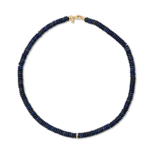 Gemstone Rondelle Beaded Necklace with Gold & Diamond Bead