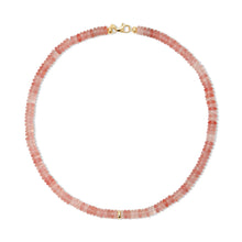 Gemstone Rondelle Beaded Necklace with Gold & Diamond Bead