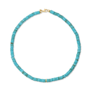 Gemstone Rondelle Beaded Necklace with Gold & Diamond Bead