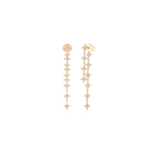 Front Back Multi-Diamond Sparkle Drop Chain Earrings