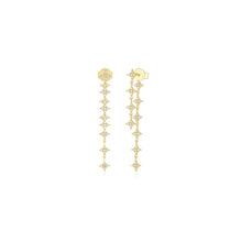 Front Back Multi-Diamond Sparkle Drop Chain Earrings
