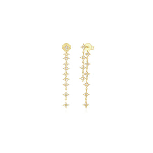 Front Back Multi-Diamond Sparkle Drop Chain Earrings
