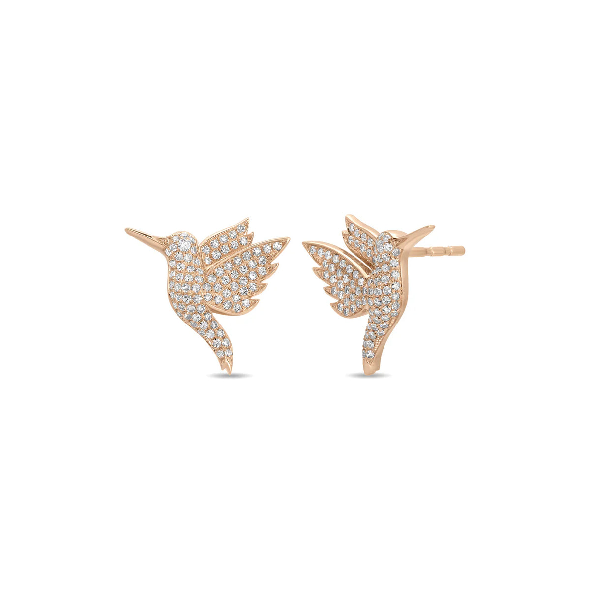 Pave Diamond Hummingbird Stud Earrings