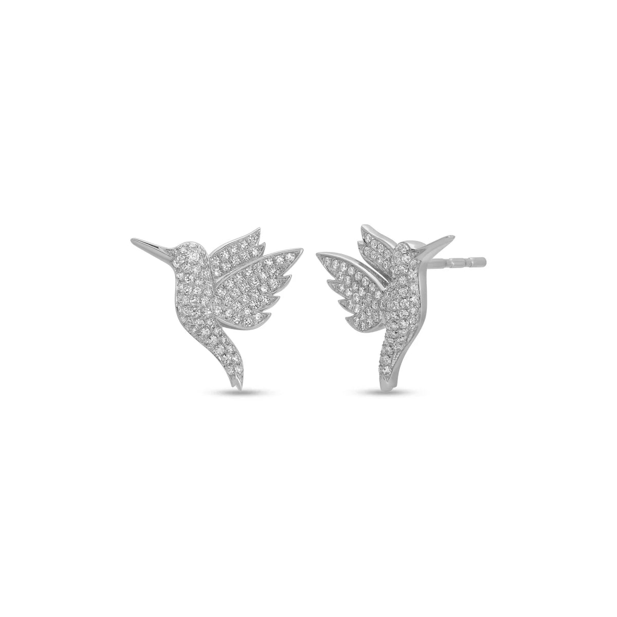 Pave Diamond Hummingbird Stud Earrings