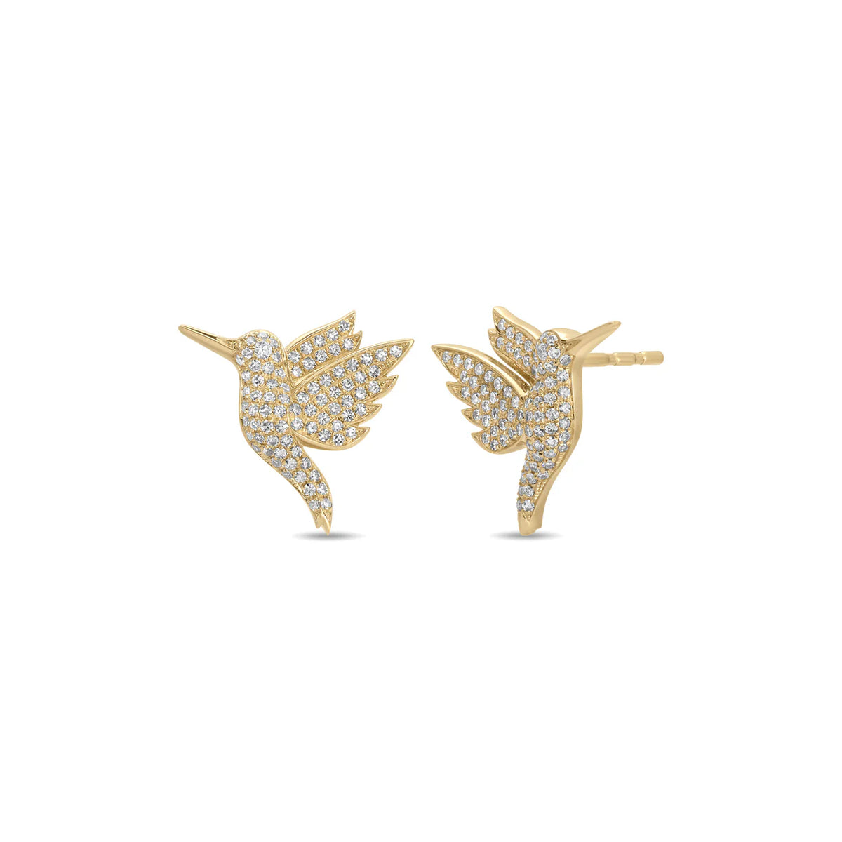 Pave Diamond Hummingbird Stud Earrings