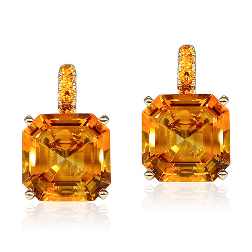 Color Candy Orange Citrine & Orange Sapphire Drop Earrings