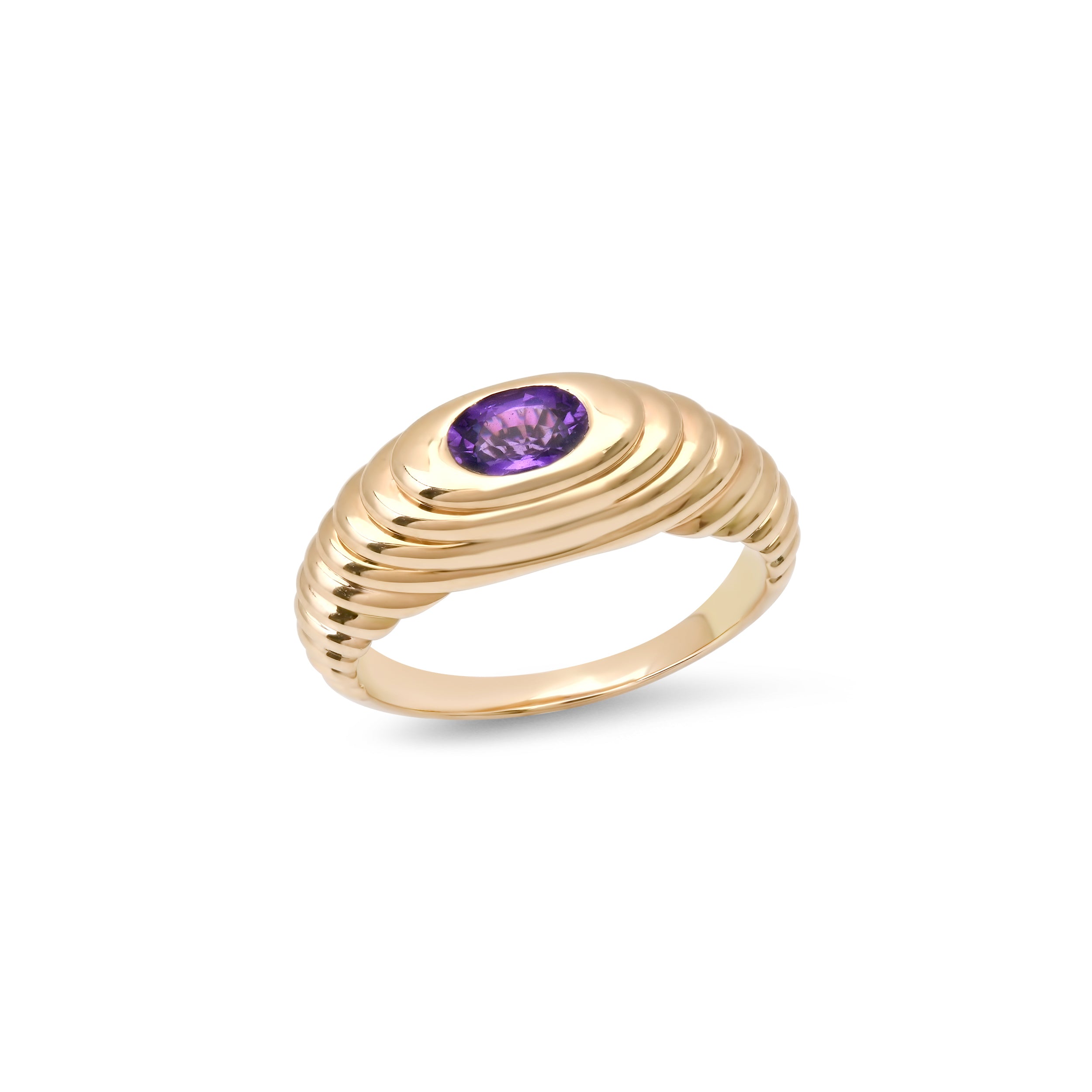 Fluted Gemstone Echo Ring