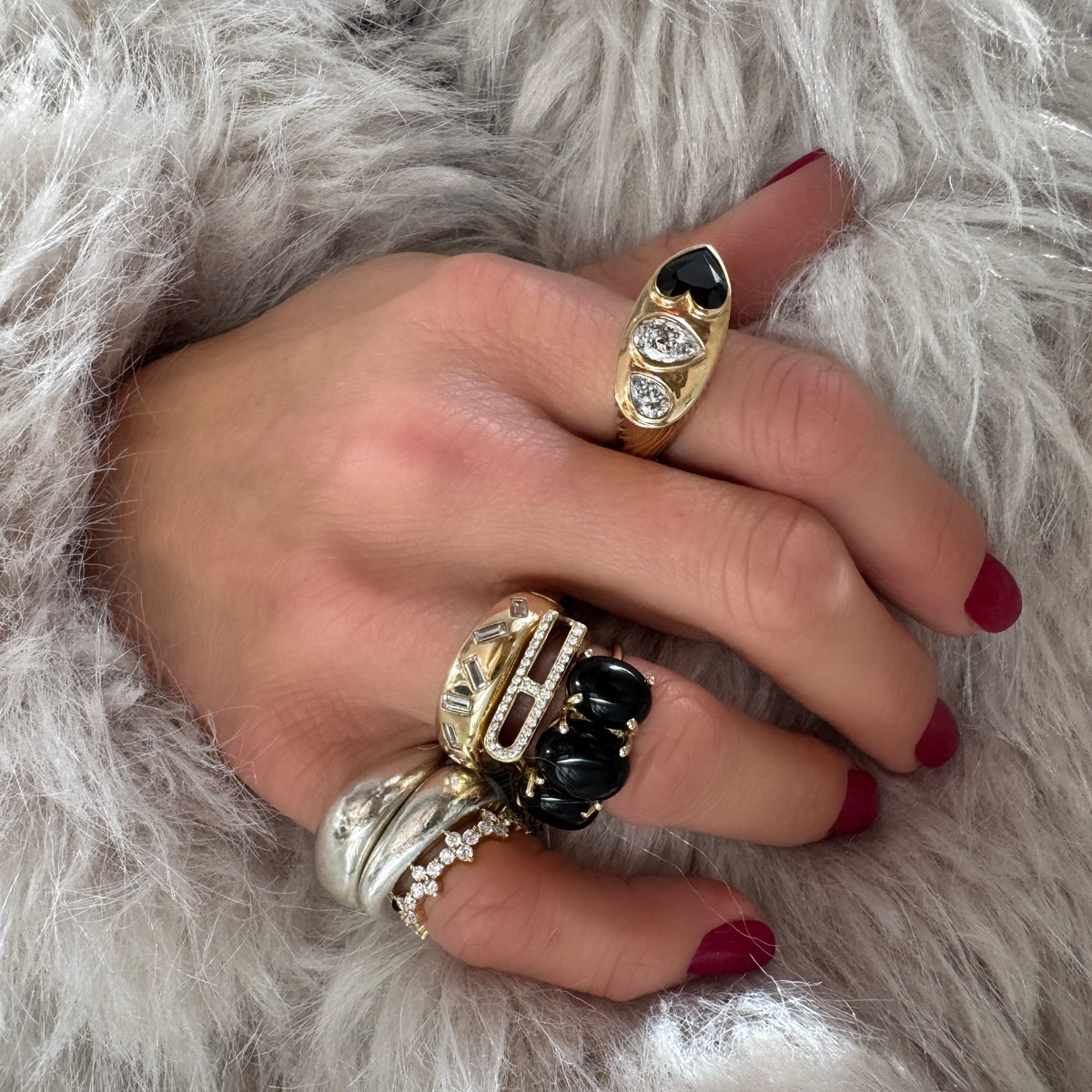 Edgy Diamond Flower Ring