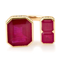 Edgy Toi & Moi Three Stone Rubellite Statement Ring